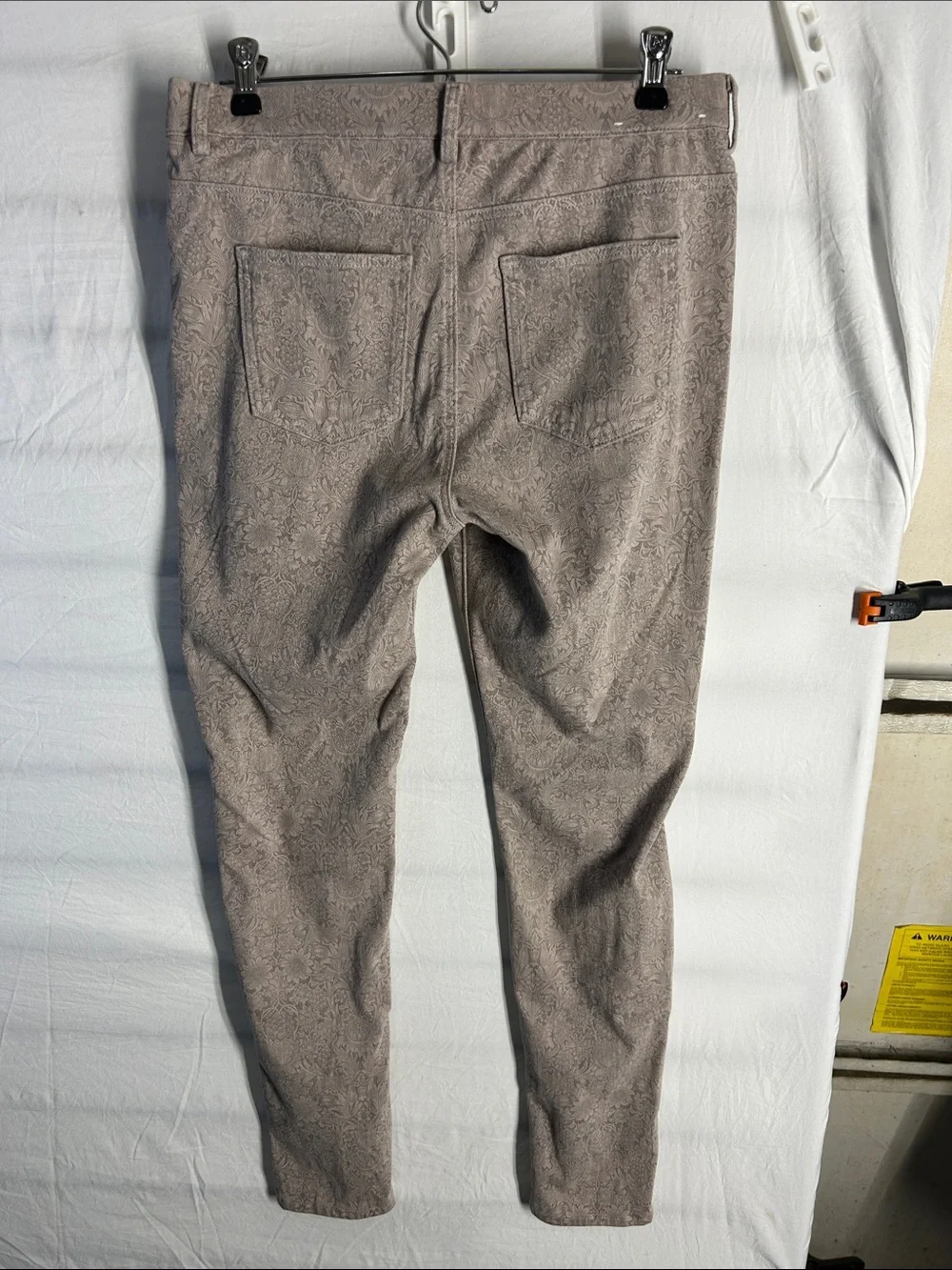 Uniqlo Taupe Paisley-Textured Slim Pants